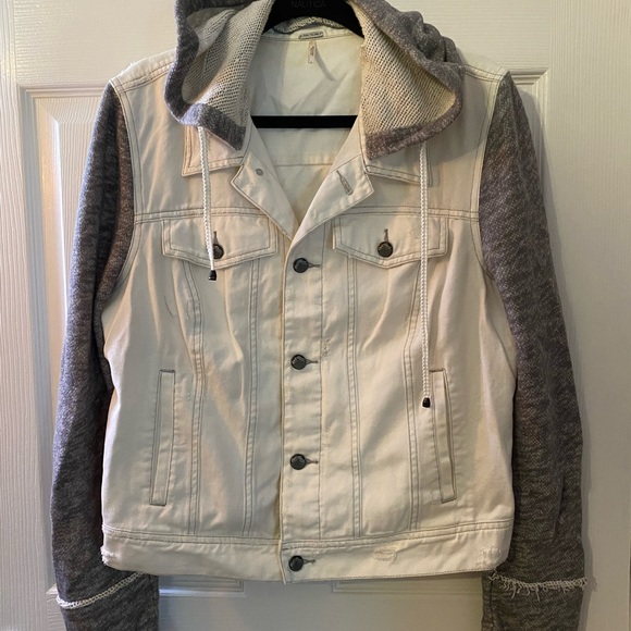 Free People Hoodie Denim Jacket Size Large